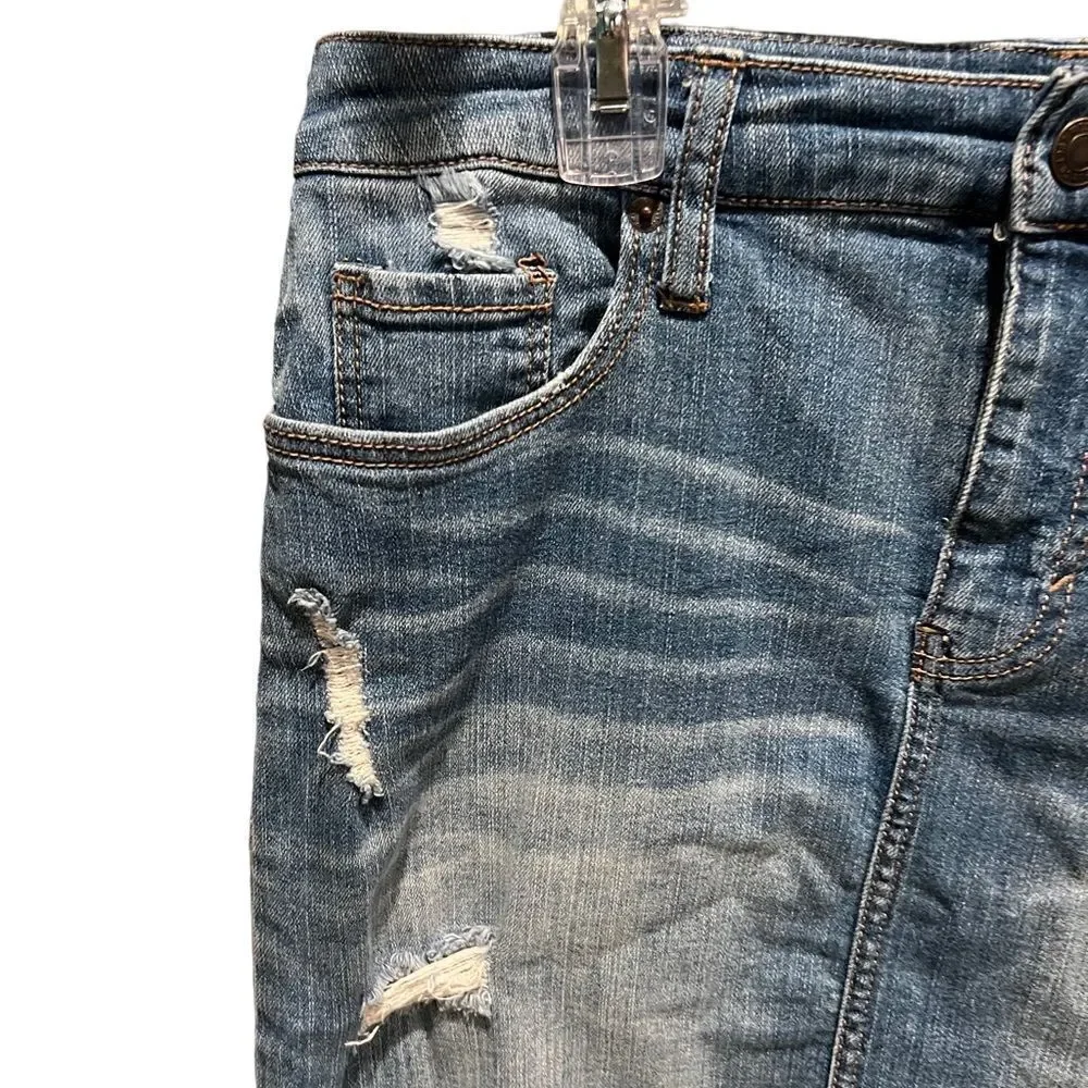 Mossimo Supply Co medium‎ wash distressed denim mini skirt size 8